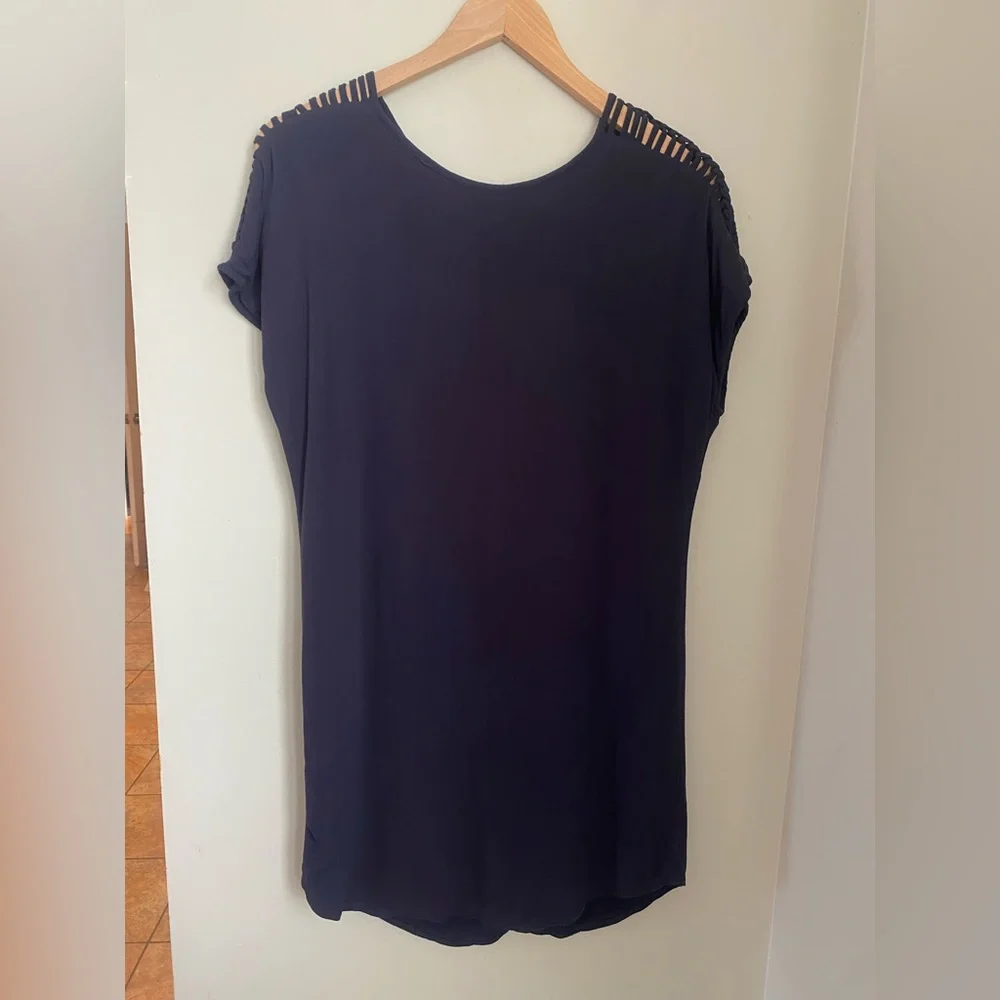 Gentle Fawn Navy Blue Braided Shoulder Slip Dress Size Small Coastal - Picture 2 of 11